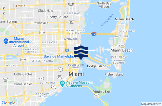 Miami Miamarina Biscayne Bay, United States tide chart map