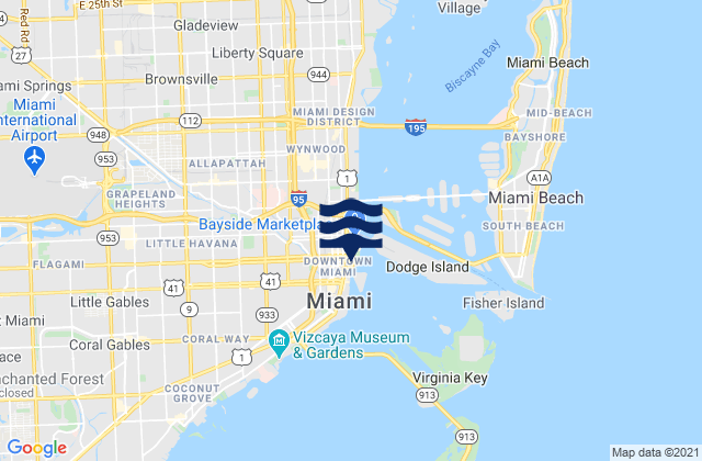 Miami, United States tide chart map