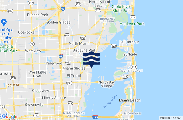 Miami Shores, United States tide chart map