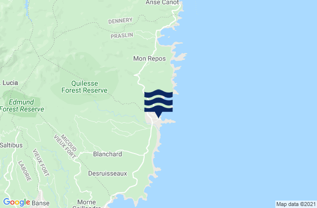 Micoud, Saint Lucia tide times map