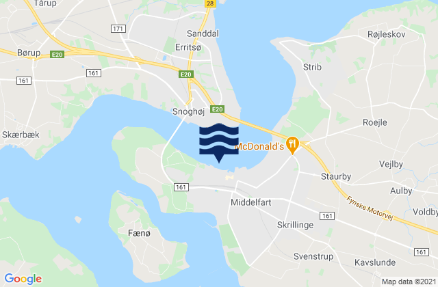 Middelfart, Denmark tide times map
