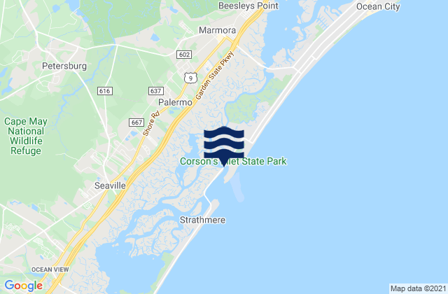 Middle Thorofare Ocean Drive Bridge, United States tide chart map