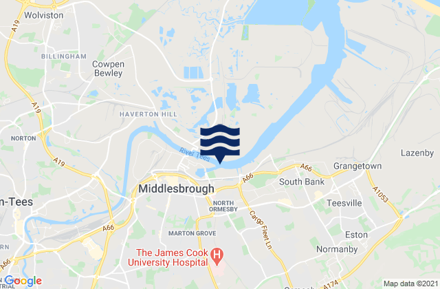 Middlesbrough (Dock Entrance), United Kingdom tide times map