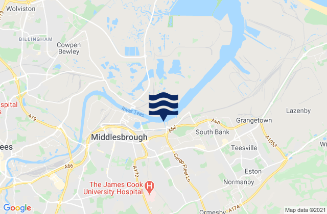 Middlesbrough, United Kingdom tide times map