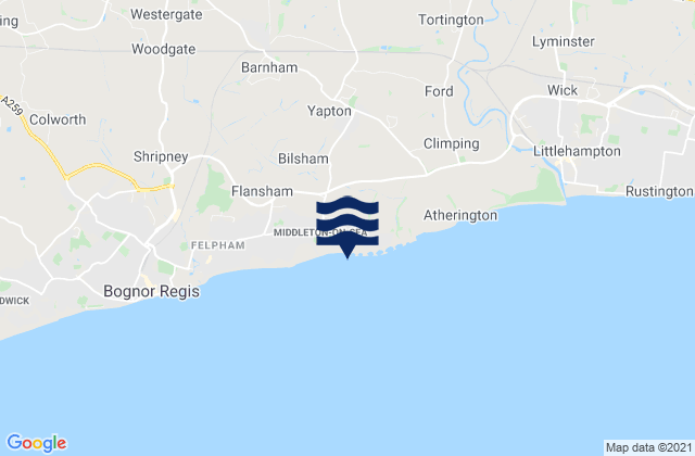Middleton-on-Sea Beach, United Kingdom tide times map