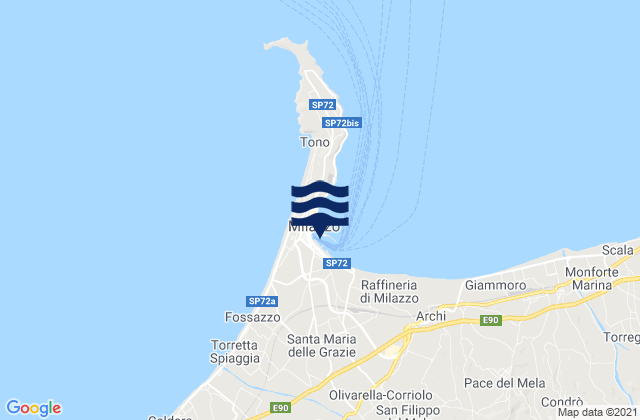 Milazzo, Italy tide times map