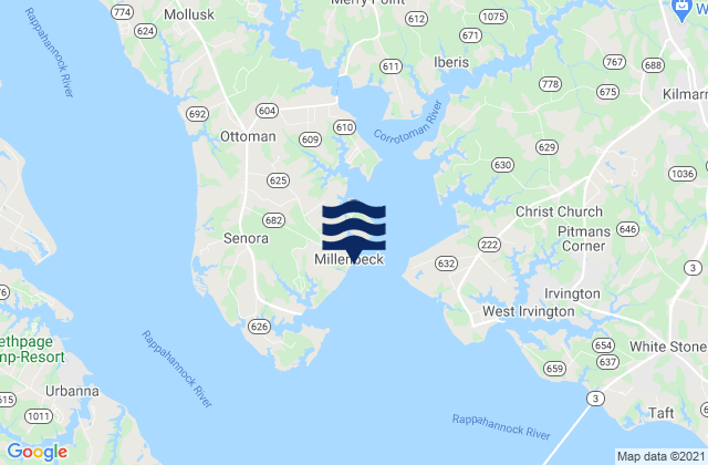 Millenbeck (Corrotoman River), United States tide chart map