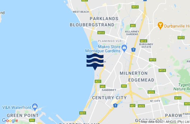 Milnerton, South Africa tide times map