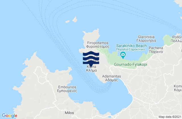 Milos, Greece tide times map
