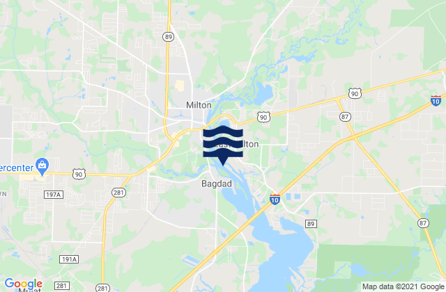 Milton, United States tide chart map