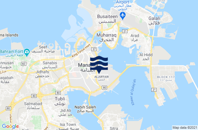 Mina' Salman, Bahrain tide times map