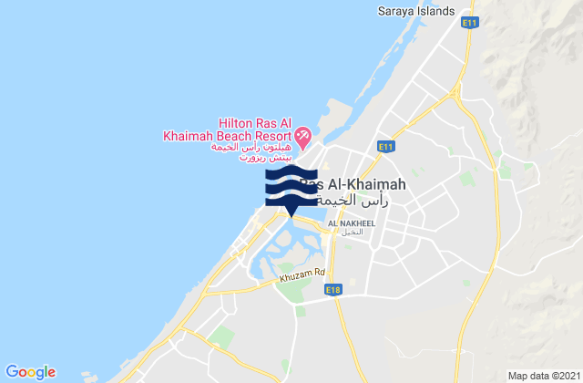 Mina' Saqr, United Arab Emirates tide times map