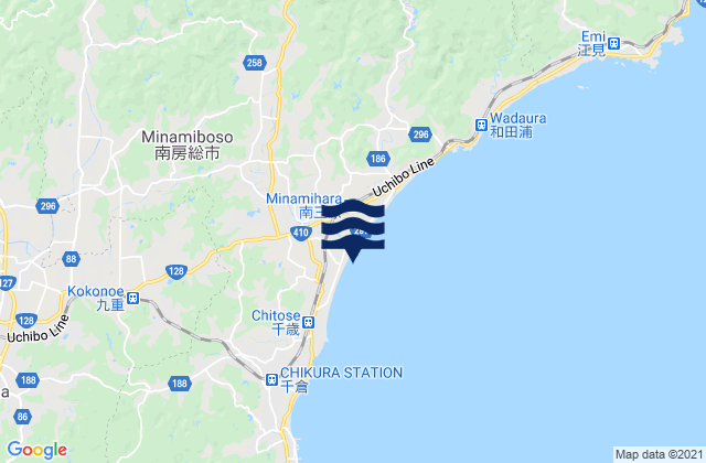 Minamiboso Shi, Japan tide times map