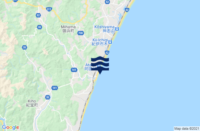 Minamimuro-gun, Japan tide times map