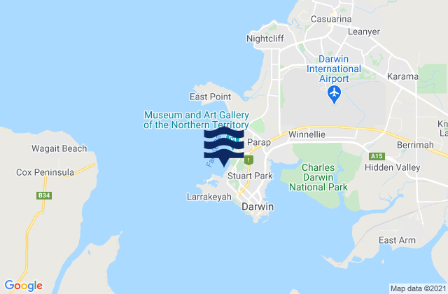 Mindil Beach, Australia tide times map
