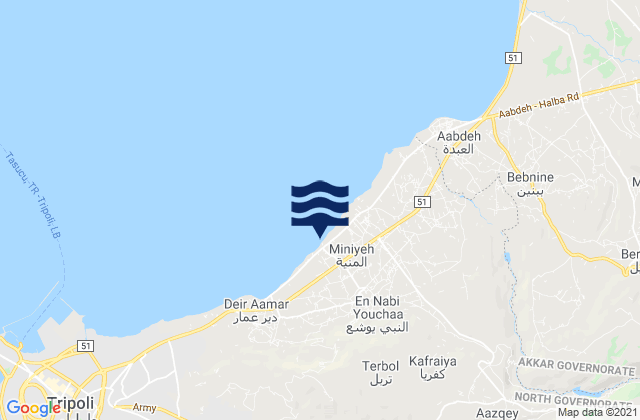 Miniyeh-Danniyeh, Lebanon tide times map