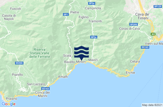 Minori, Italy tide times map