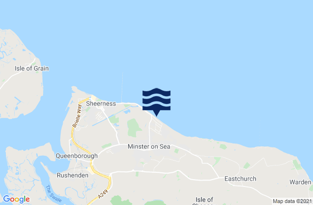 Minster Leas Beach, United Kingdom tide times map