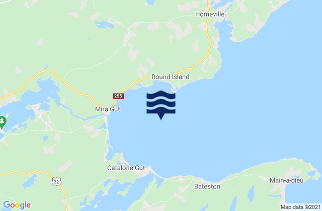 Mira Bay, Canada tide times map
