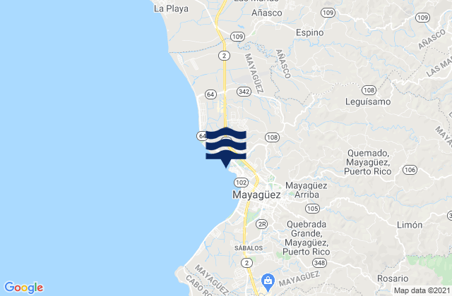 Miradero Barrio, Puerto Rico tide times map