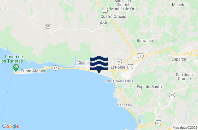 Miramar, Costa Rica tide times map