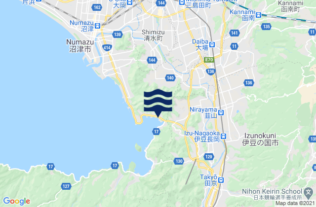 Mishima Shi, Japan tide times map