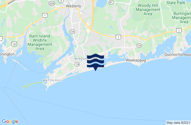 Misquamicut State Beach, United States tide chart map