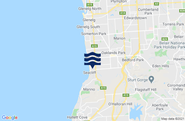 Mitcham, Australia tide times map