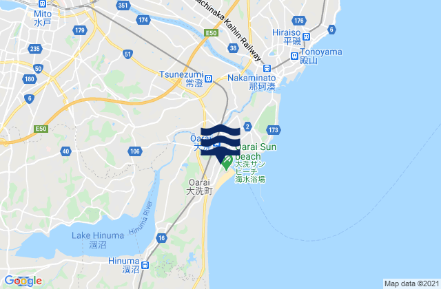 Mito-shi, Japan tide times map