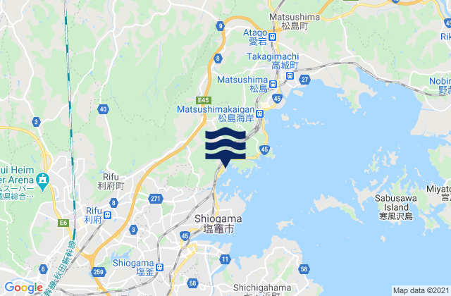 Miyagi-ken, Japan tide times map