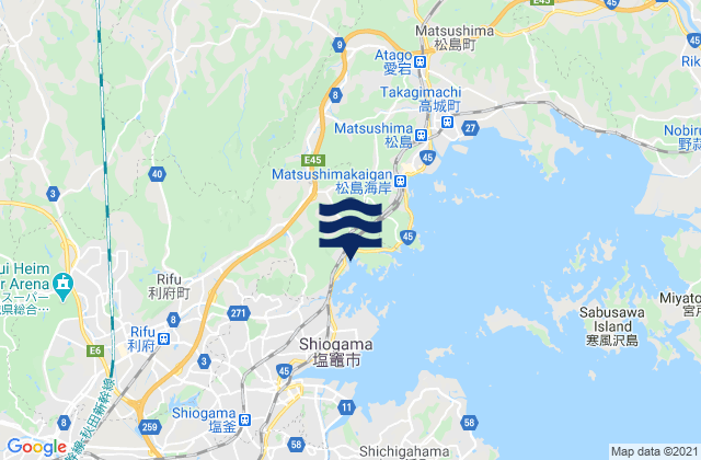 Miyagi Gun, Japan tide times map