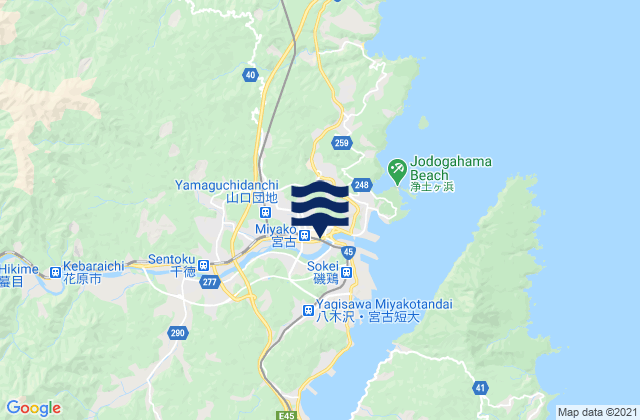 Miyako-shi, Japan tide times map
