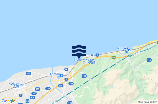 Miyazaki (Toyama), Japan tide times map
