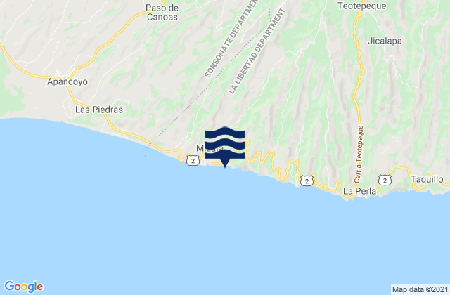 Mizata, El Salvador tide times map