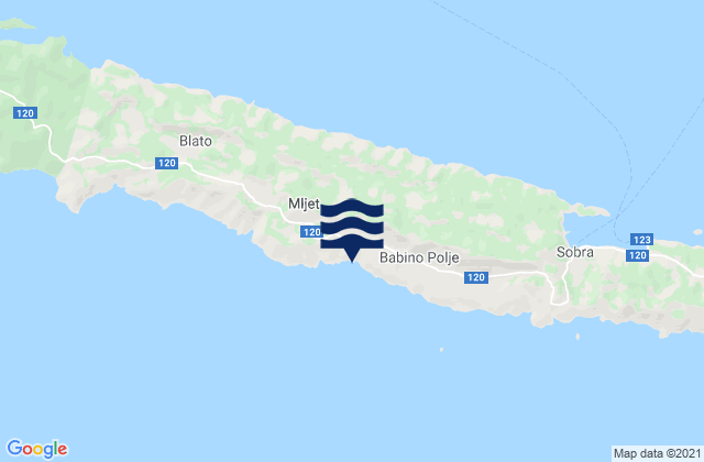 Mljet, Croatia tide times map