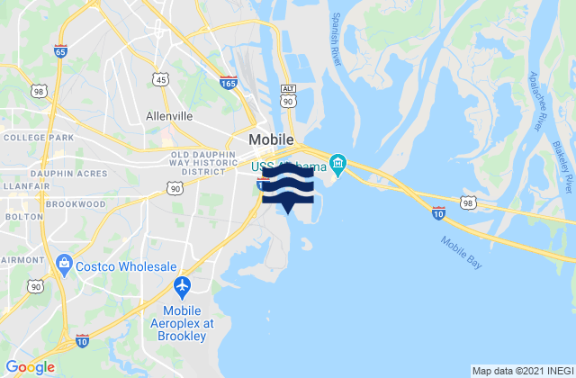 Mobile River entrance, United States tide chart map