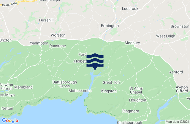 Modbury, United Kingdom tide times map