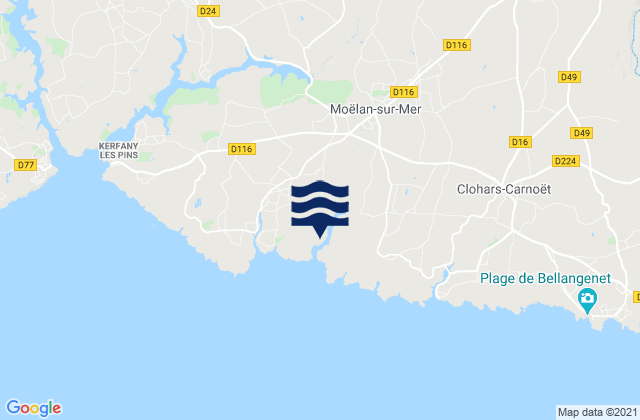 Moelan-sur-Mer, France tide times map