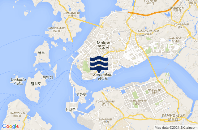 Mogpo, South Korea tide times map