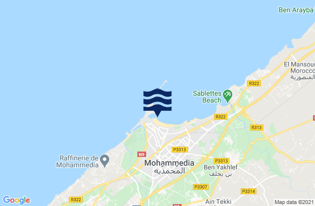 Mohammedia, Morocco tide times map