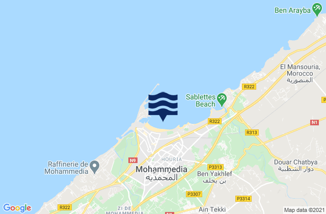 Mohammedia, Morocco tide times map