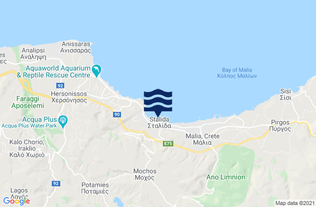Mokhos, Greece tide times map