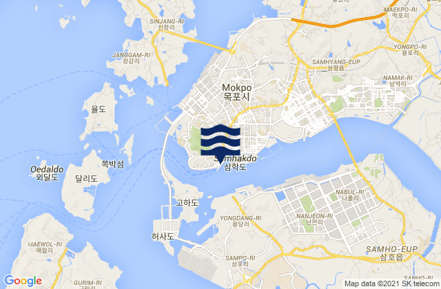 Mokp'o, South Korea tide times map