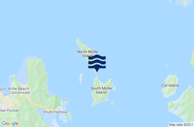 Molle Island, Australia tide times map