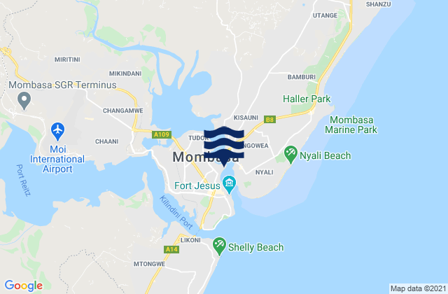 Mombasa District, Kenya tide times map