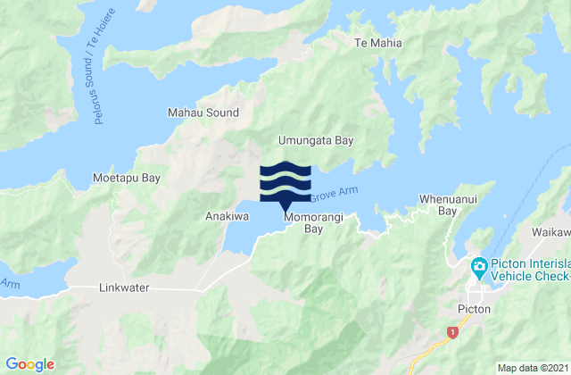 Momorangi Bay, New Zealand tide times map
