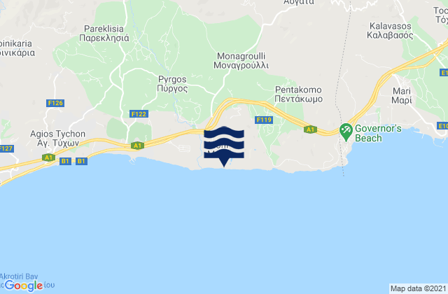 Monagroulli, Cyprus tide times map
