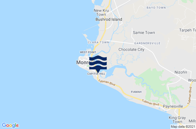 Monrovia, Liberia tide times map