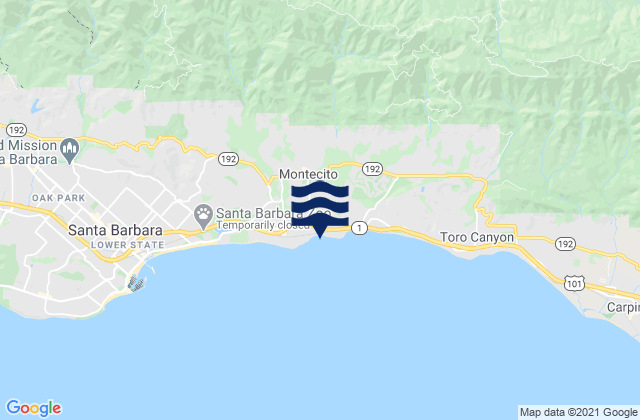 Montecito, United States tide chart map