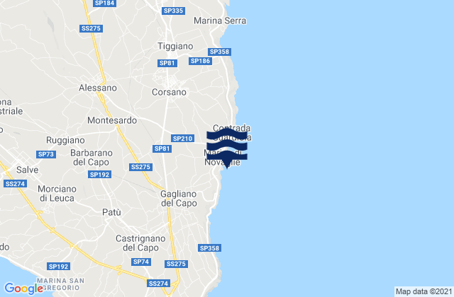 Montesardo, Italy tide times map